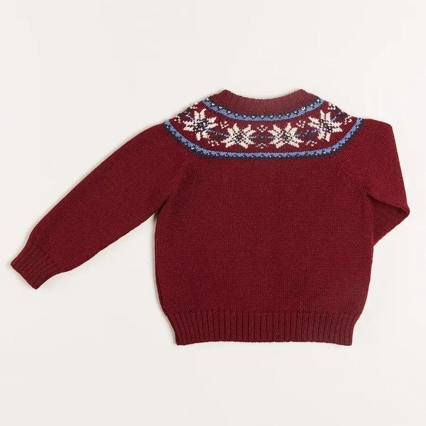 Fair Isle Cardigan in Burgundy (12mths-10yrs)