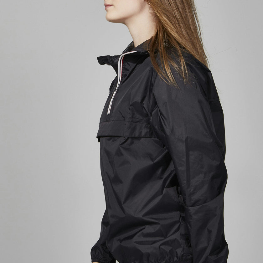 Black Quarter Zip Packable Rain Jacket and windbreaker