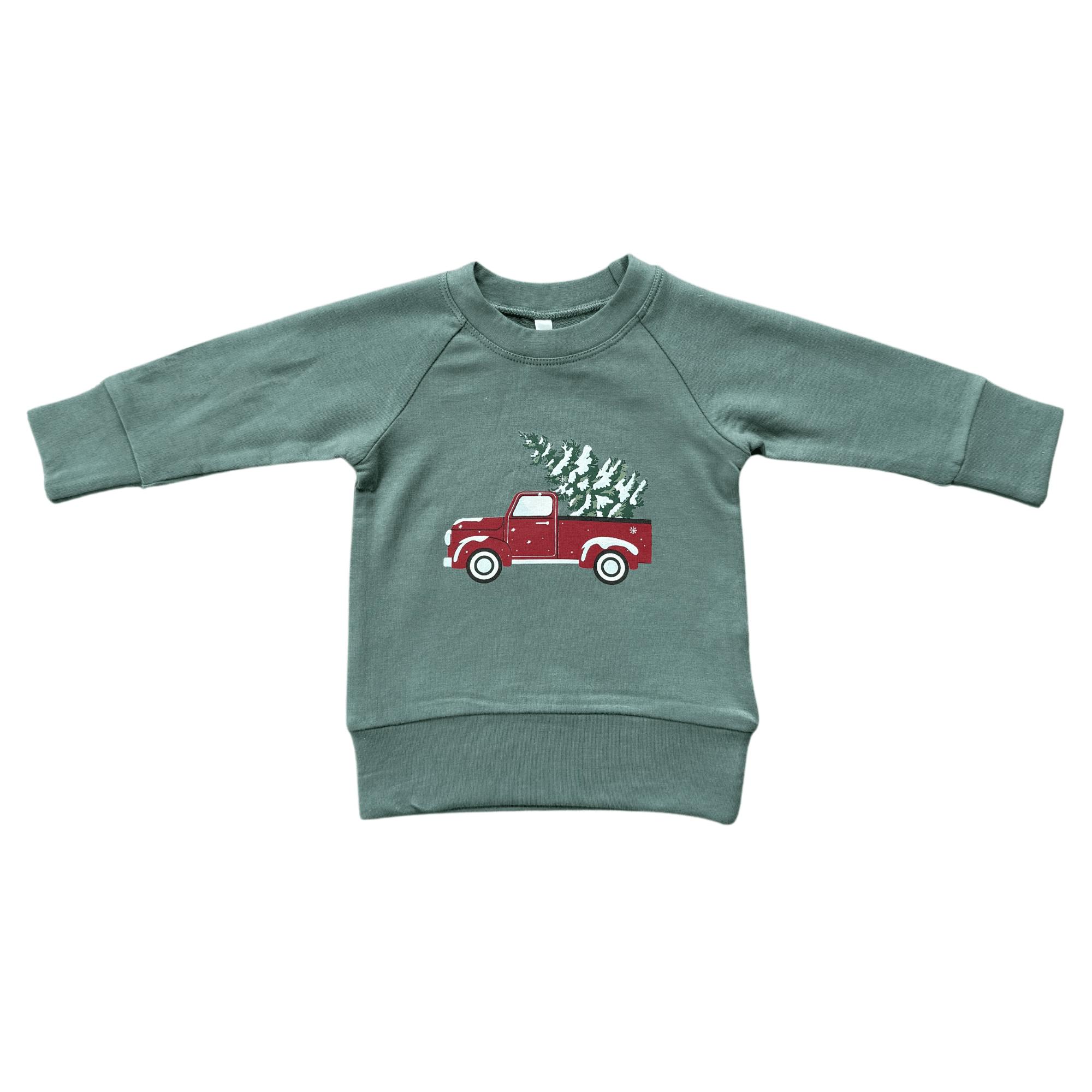 Raglan Sweatshirt Christmas Truck