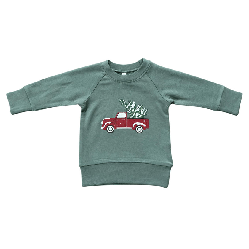 Boys Raglan Sweatshirt in Christmas Truck