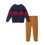 Boys Sweater & Jogger Set | Christmas Tree Trucks - Navy