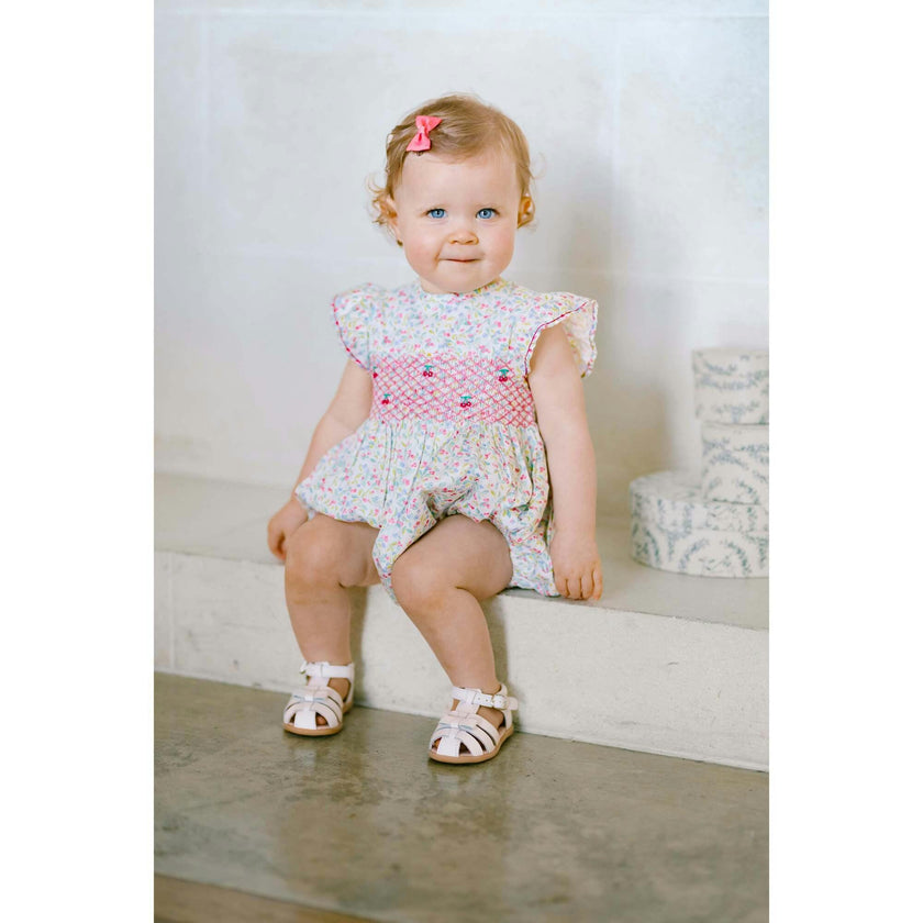 Alizée Cherry Smocked Bubble Romper