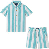 Infant Boys Airy Oxford Set | Green Stripe