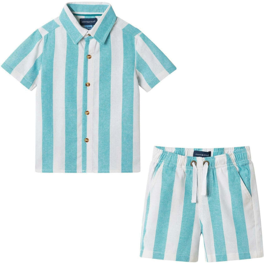 Infant Boys Airy Oxford Set | Green Stripe