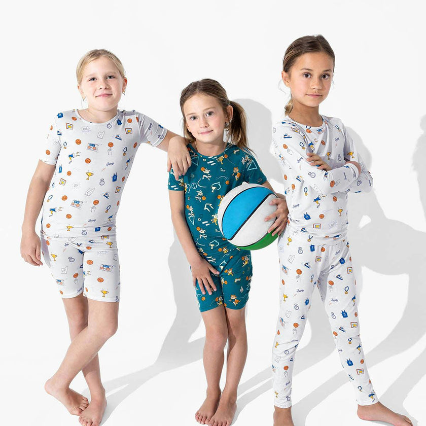 Basketball Pups Bamboo Kids Pajama Short Set