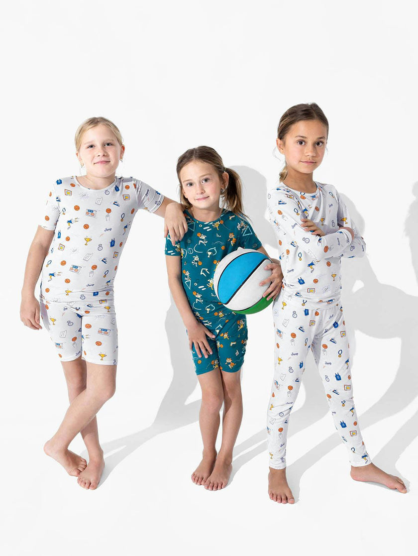Basketball Pups Bamboo Kids Pajama Short Set