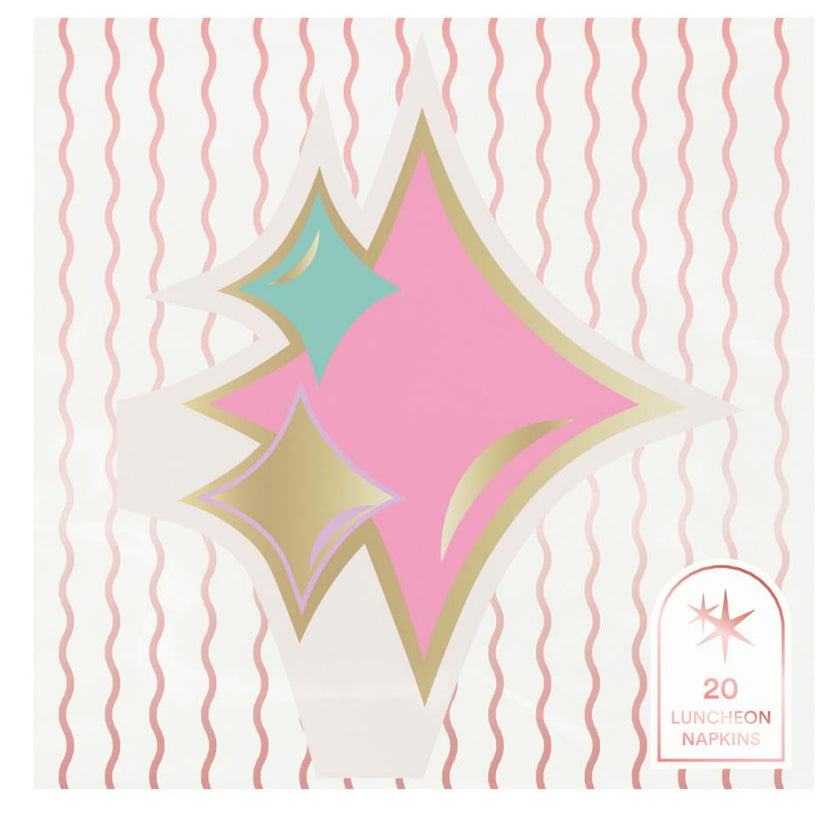 Packed Party Just Sparkle Die-Cut Dessert Napkins 20ct - Gold Foil Sparkle-Shaped 3-Ply Napkins for Birthdays and Celebrations