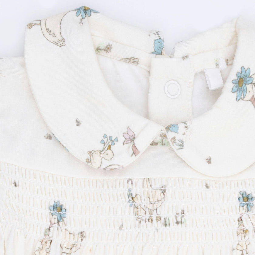 Flower Ducklings - Smocked Peter Pan Snap Footie