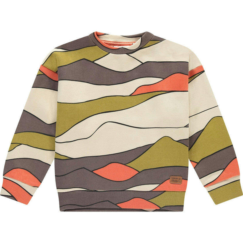 Mountain Theme Crew Neck Pullover Sweatshirt