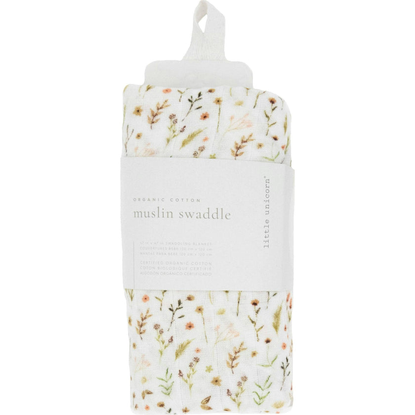 Organic Cotton Muslin Swaddle Blanket - Floral Field
