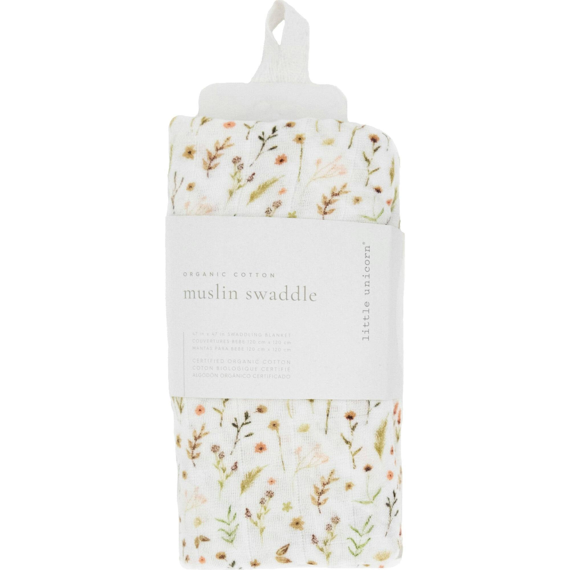 Organic Cotton Muslin Swaddle Blanket - Floral Field
