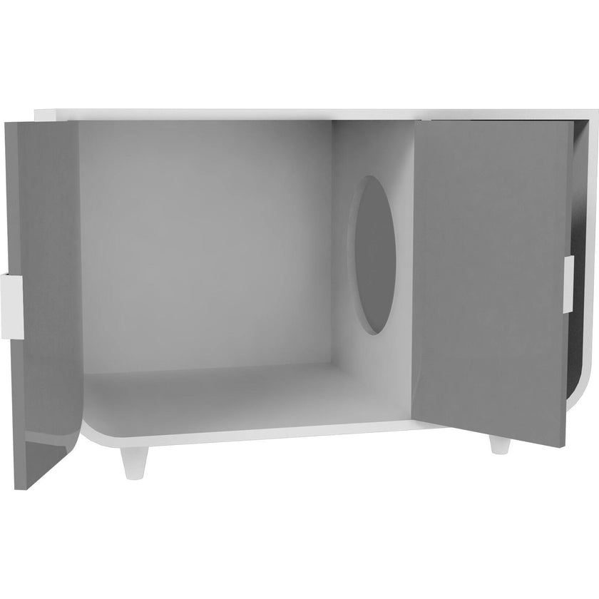 Dyad Large Mid Century Wooden Litter Box Cabinet and Side Table