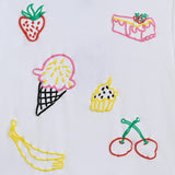 White Tee with Food Motifs