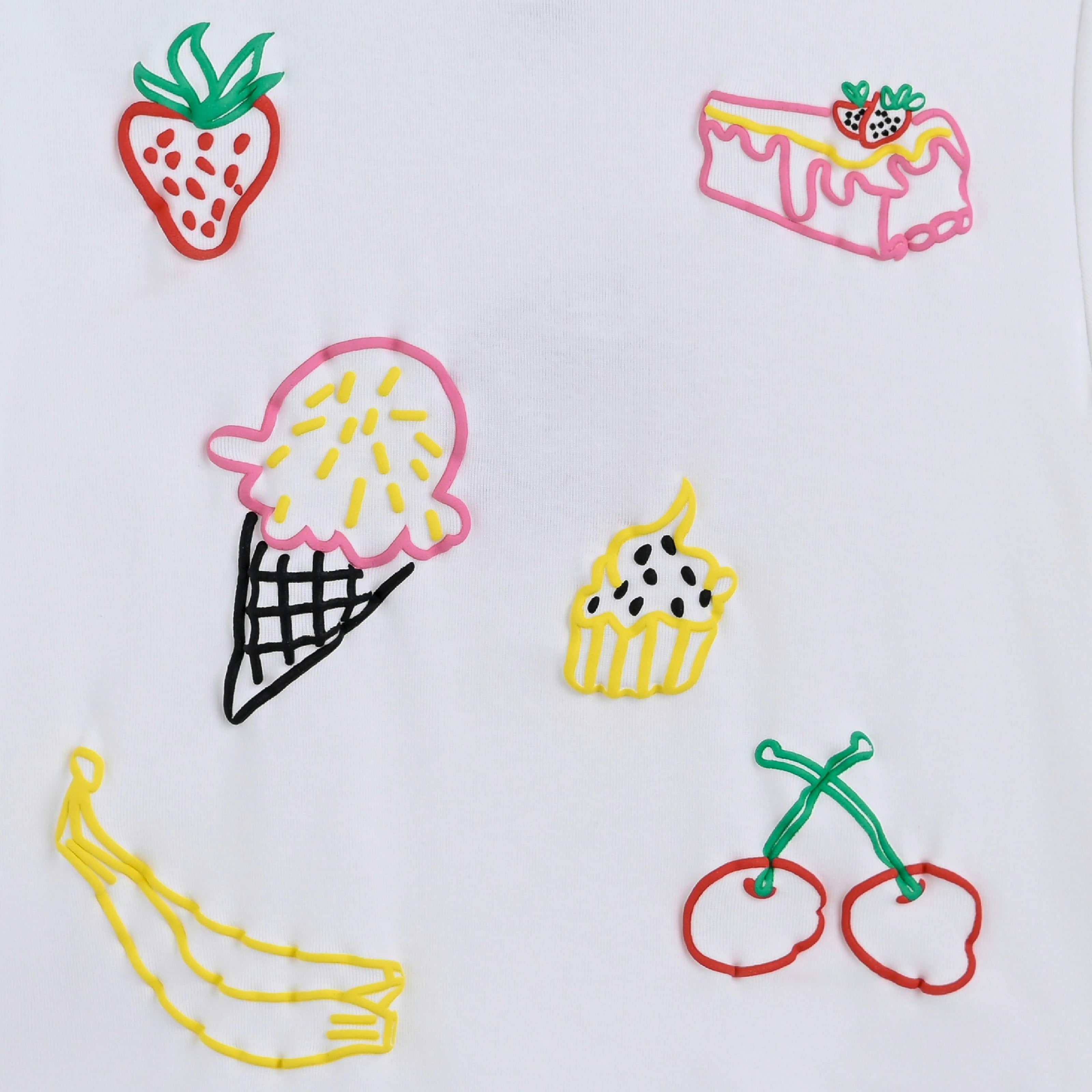 White Tee with Food Motifs