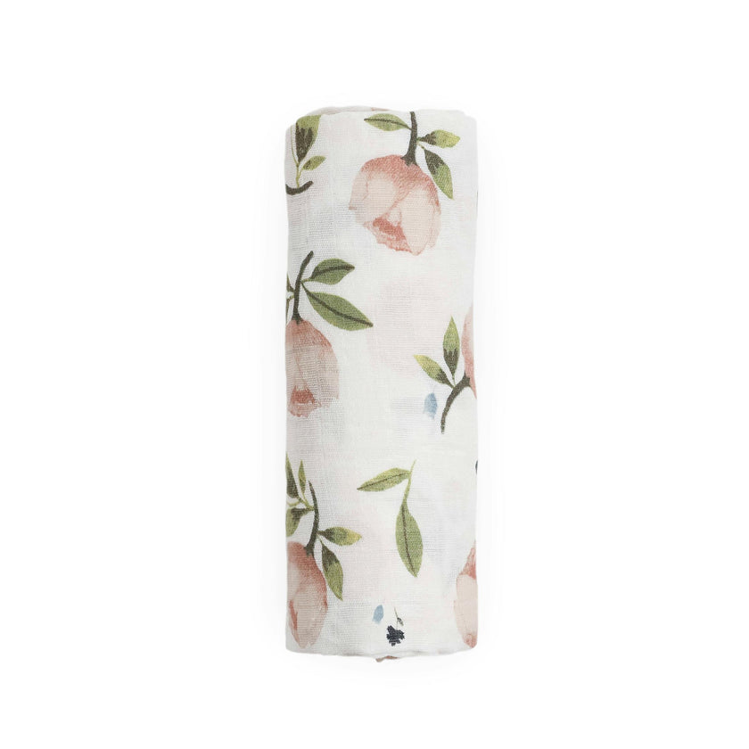 Organic Cotton Muslin Swaddle Blanket - Watercolor Floret