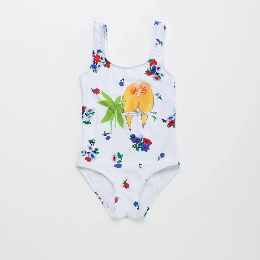 BLOSSOM BIRDS SWIMSUIT WHITE