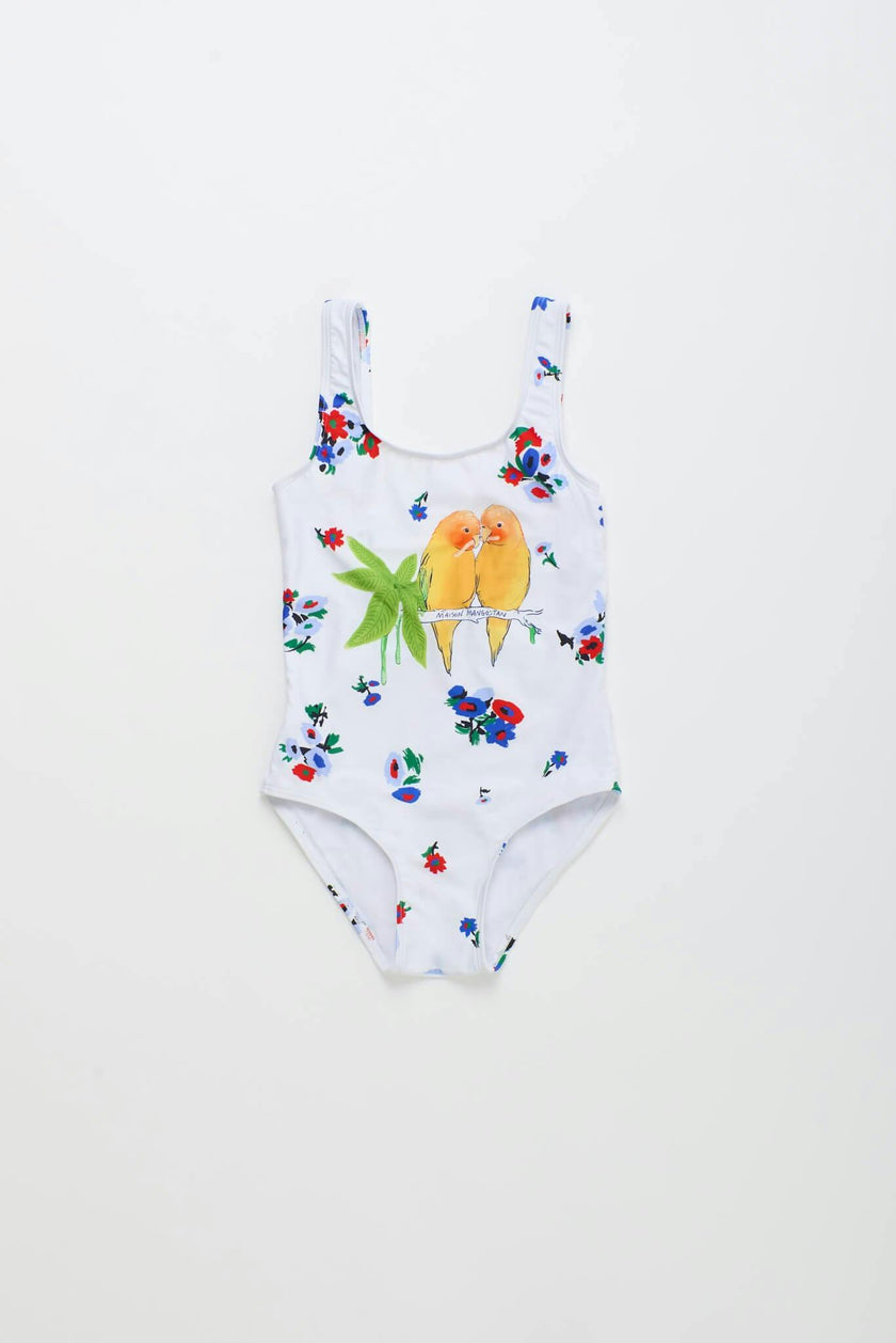 BLOSSOM BIRDS SWIMSUIT WHITE