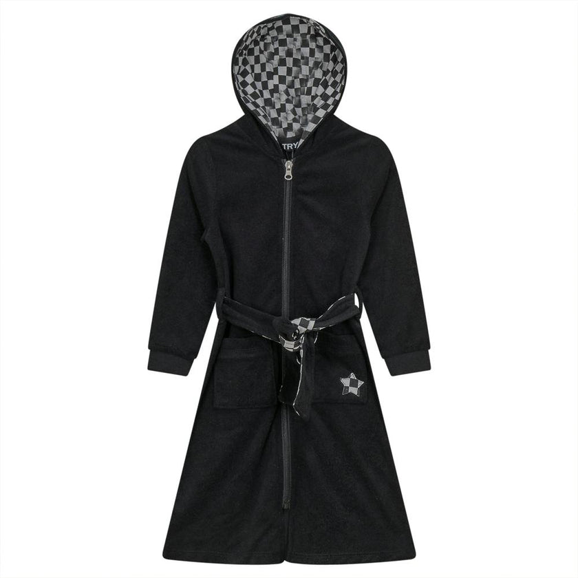 Checkered Star Applique Terry Robe
