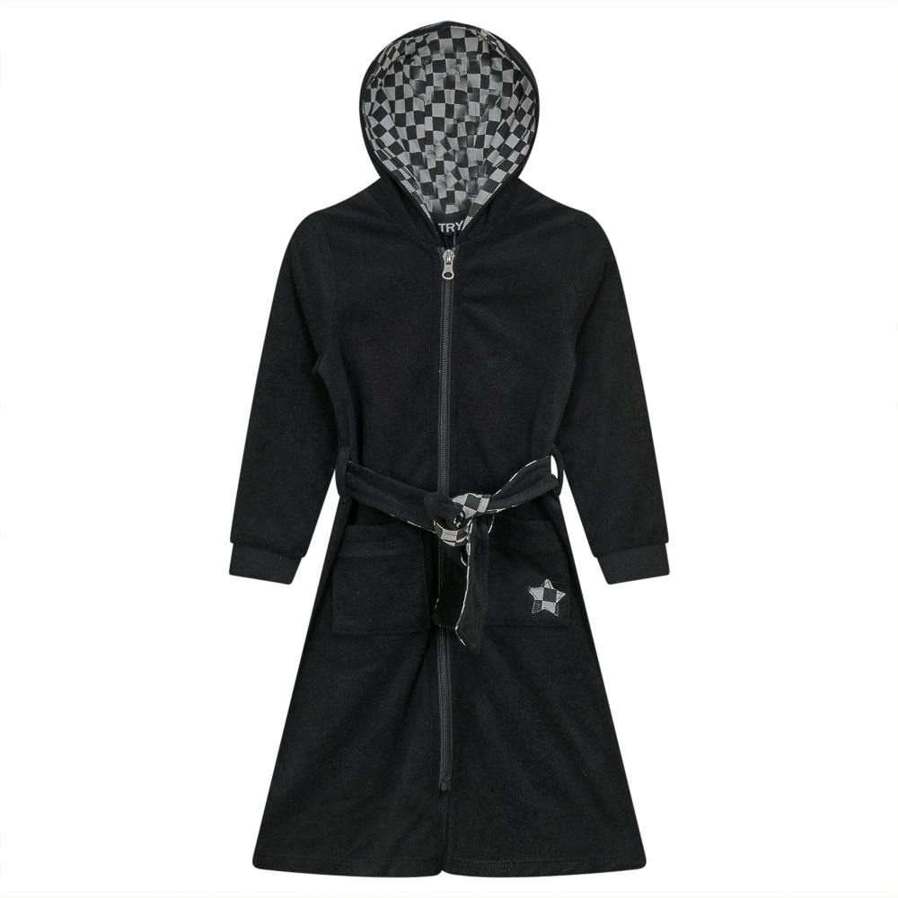 Checkered Star Applique Terry Robe