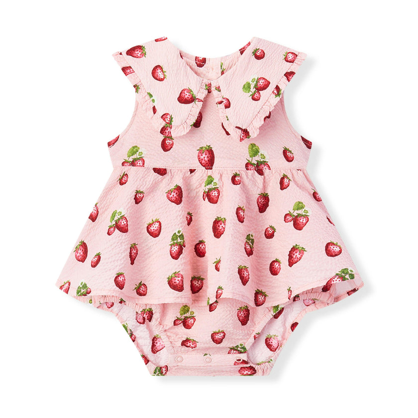 Strawberry Ruffle Collar One Piece Dress