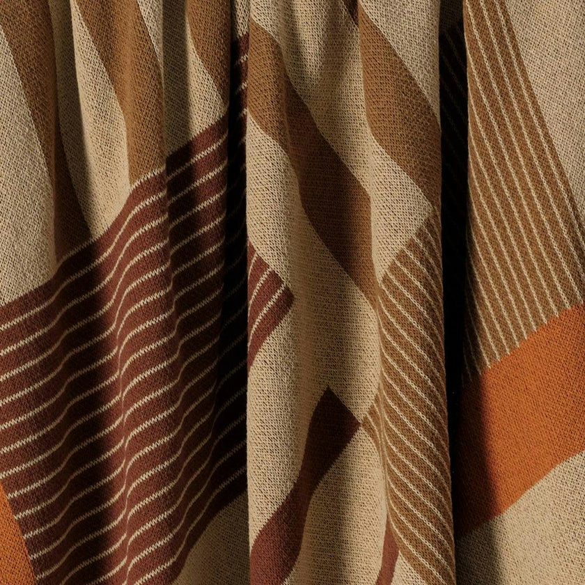 Cotton Sustainable Knit Plaid Throw Blanket - Equestrian Stable Stripe