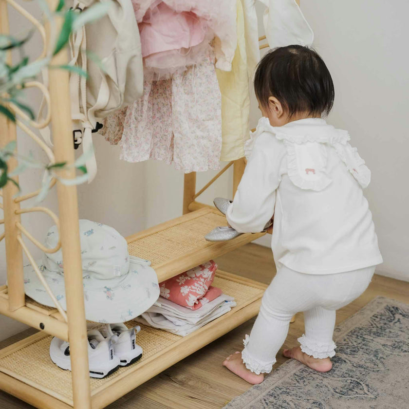 Handcrafted - Belle Kids Montessori Clothing Rack (Natural) - Rattan Wicker