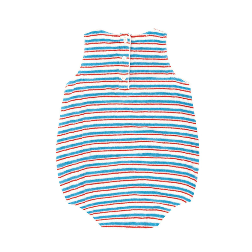 baby jetty stripe french terry bubble romper