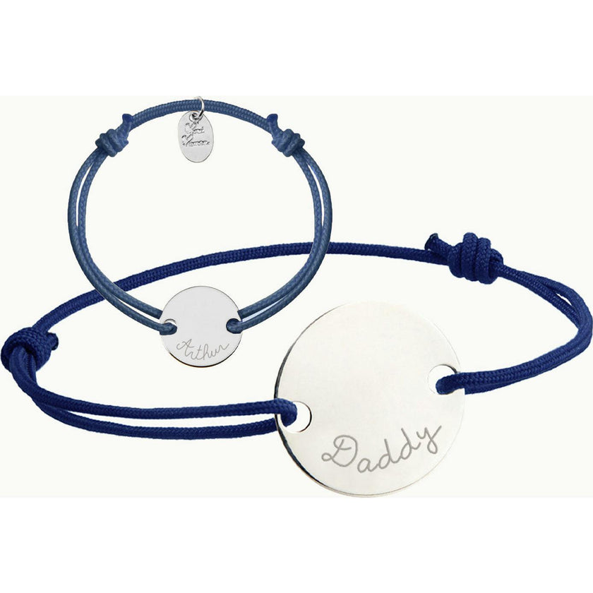 Personalized Father & Child Bracelet Set, Sterling Silver