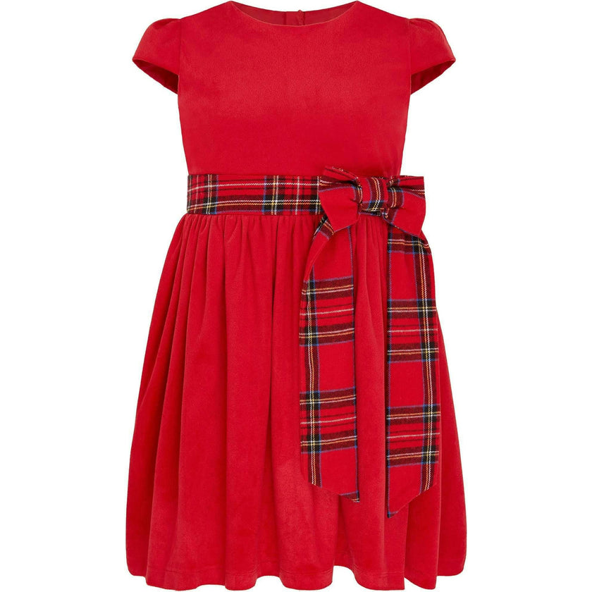 Ailsa Velvet Plaid Bow Occasion Party Dress