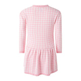 Pink Houndstooth Knit Dress