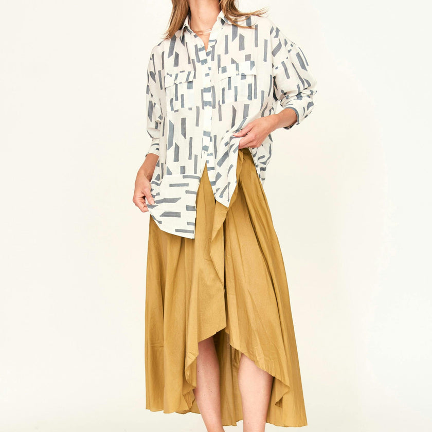 Kyoto Shirt in White Rainfall