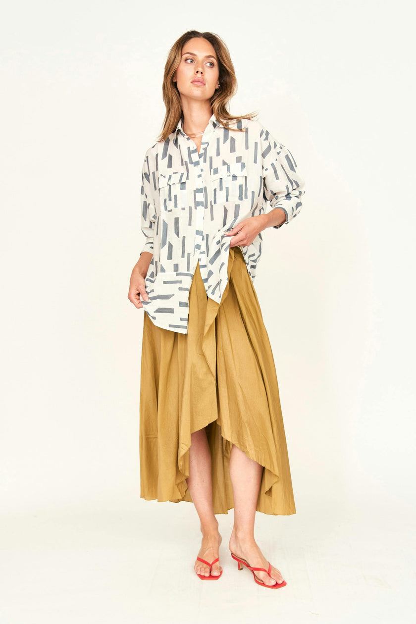 Kyoto Shirt in White Rainfall