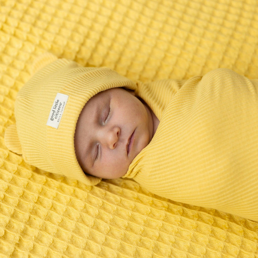 Rib Swaddle & Beanie Set Sunshine