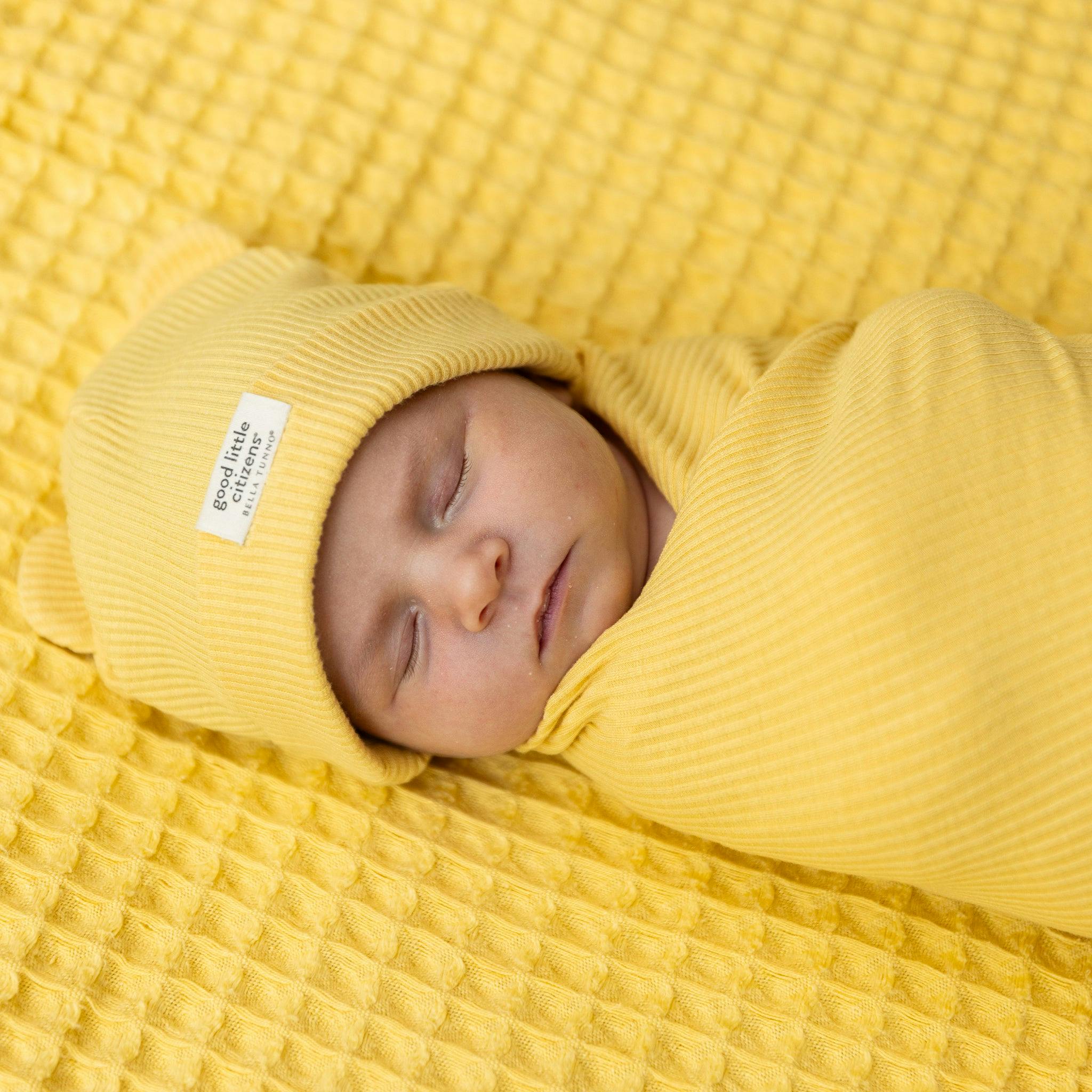 Rib Swaddle & Beanie Set Sunshine