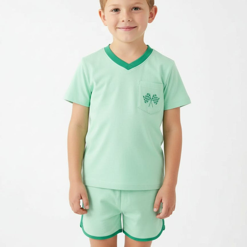 Boys Shorts Set with Race Flags