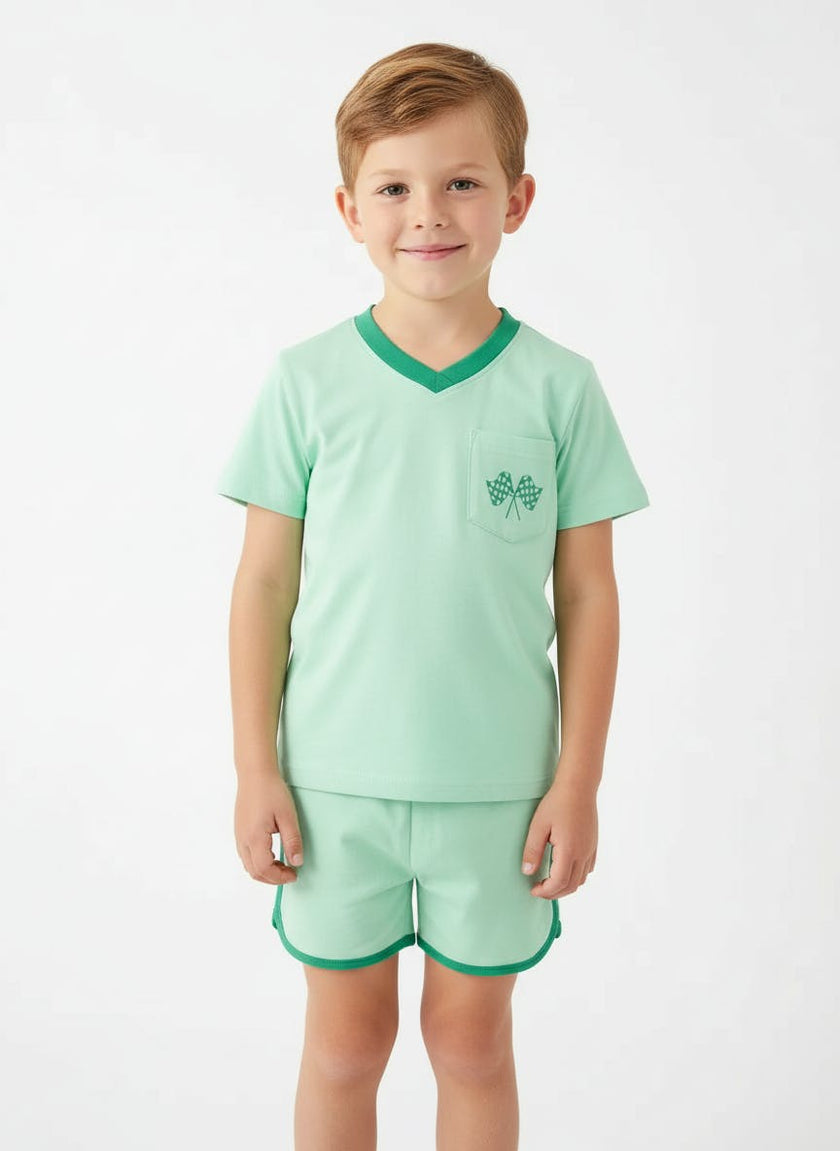 Boys Shorts Set with Race Flags