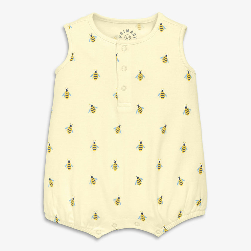 Baby organic henley tank shortie in baby bugs