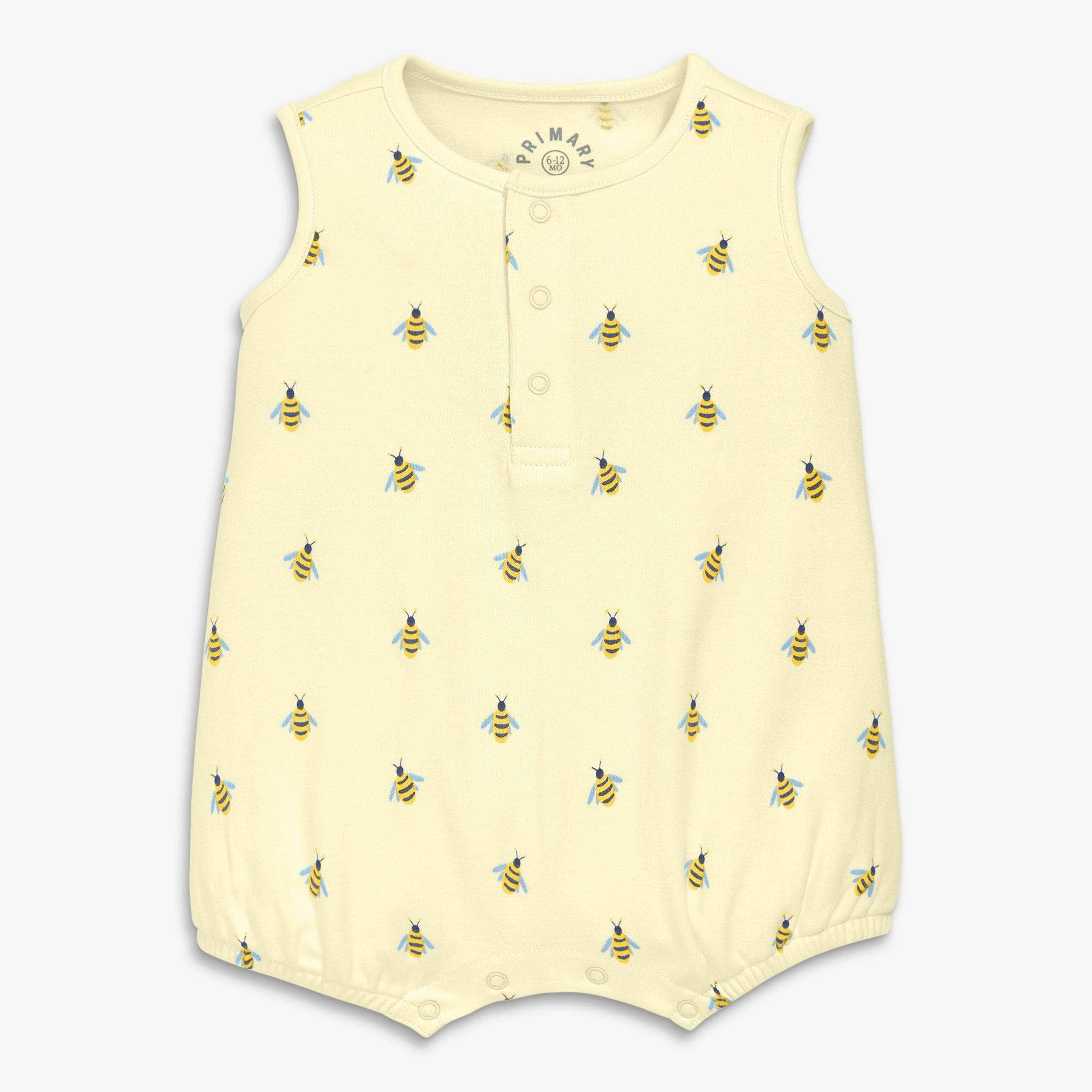 Baby organic henley tank shortie in baby bugs