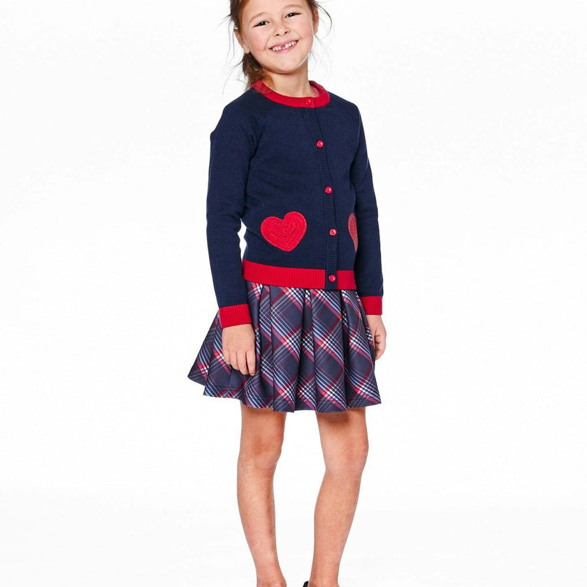 Pleated Milano Skirt Red and Navy Plaid