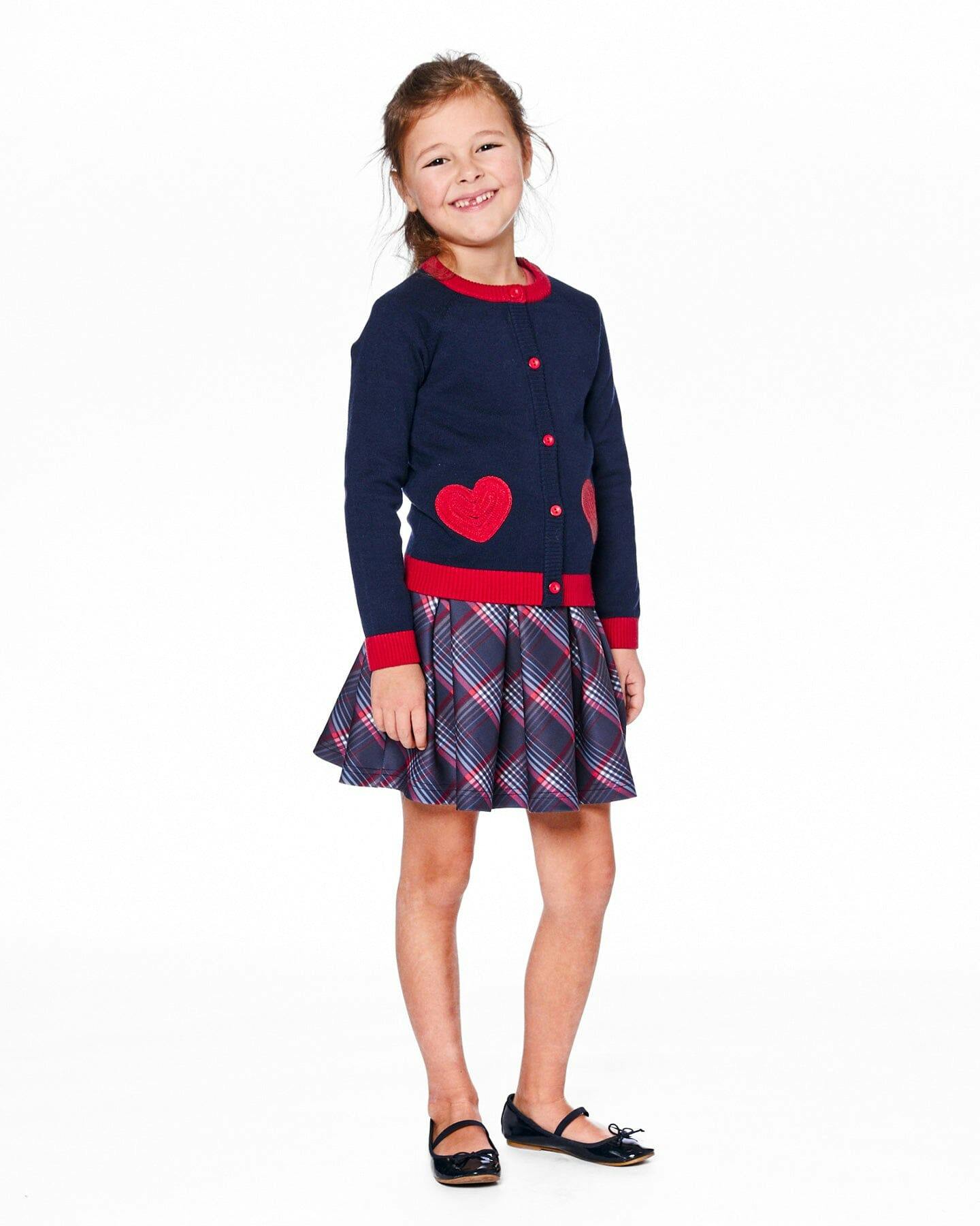 Pleated Milano Skirt Red and Navy Plaid
