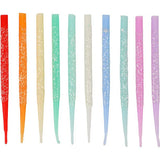 Packed Party Glitter Wishes Rainbow Birthday Candle Set of 10 - Glitter-Dipped Multicolor Pastel Beeswax Candles in Gift Box with Pink Ric Rac Handle