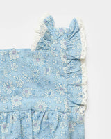 Eva Baby Romper - Tonal floral blue print