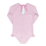 girls blush gingham rashguard one piece