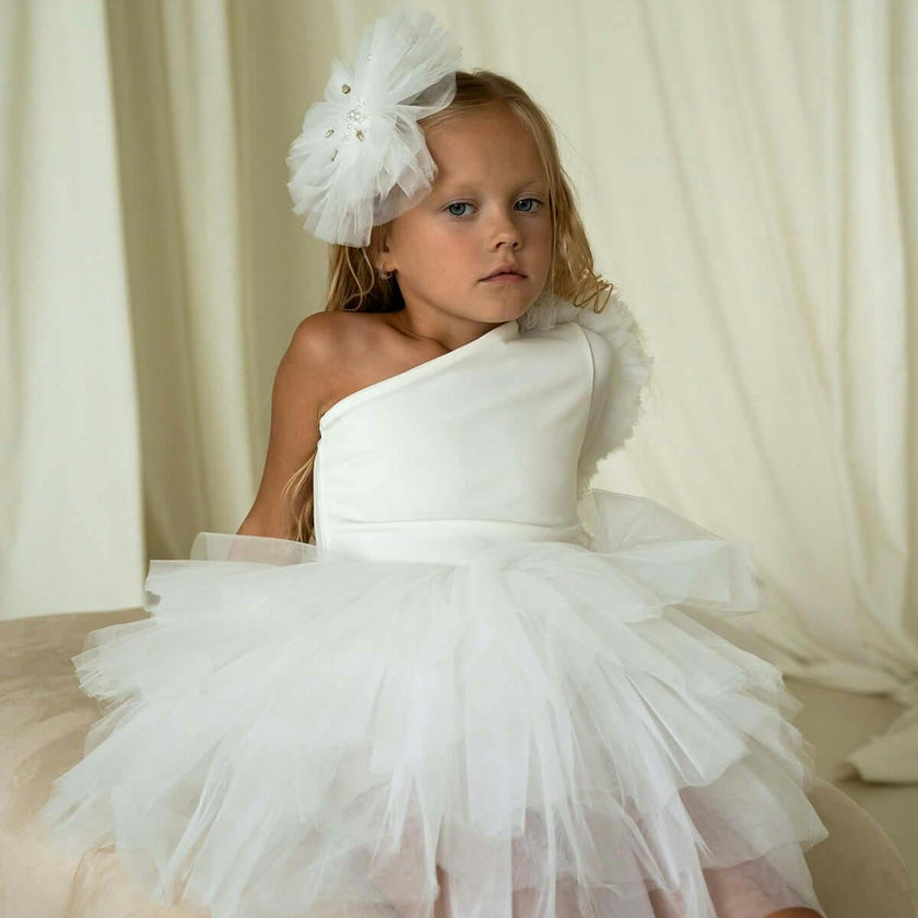 White One Shoulder Tutu Dress