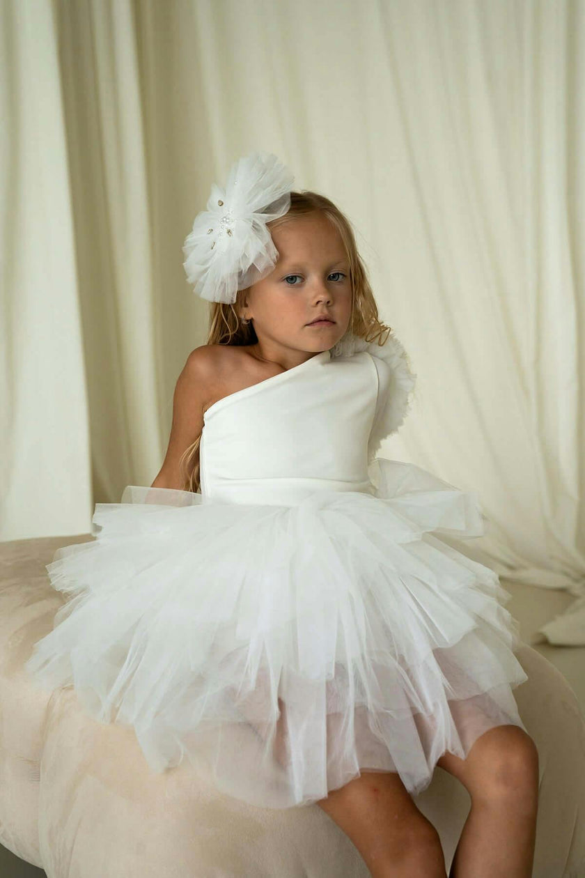 White One Shoulder Tutu Dress