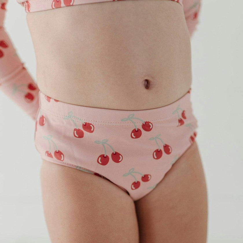 Girls Crop Two-Piece Swimsuit in Cherries