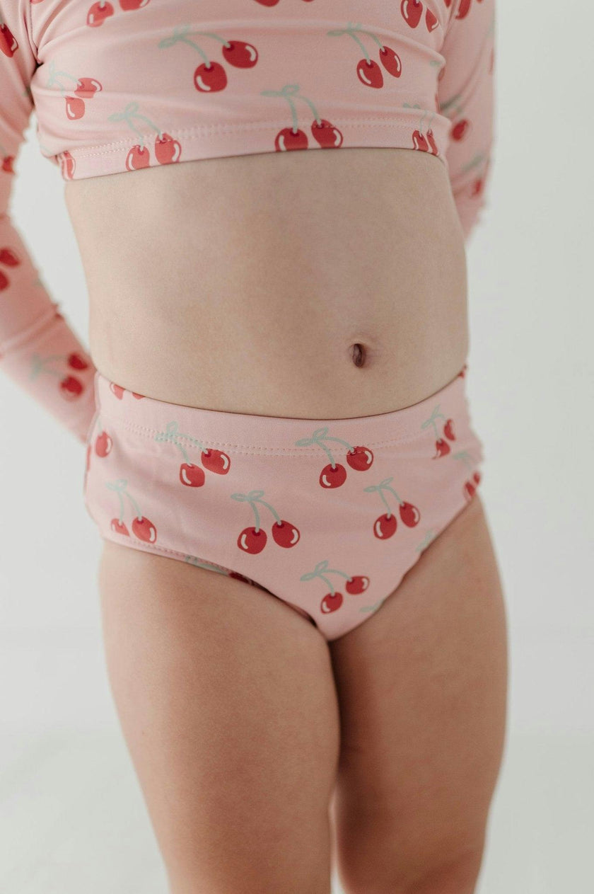 Girls Crop Two-Piece Swimsuit in Cherries