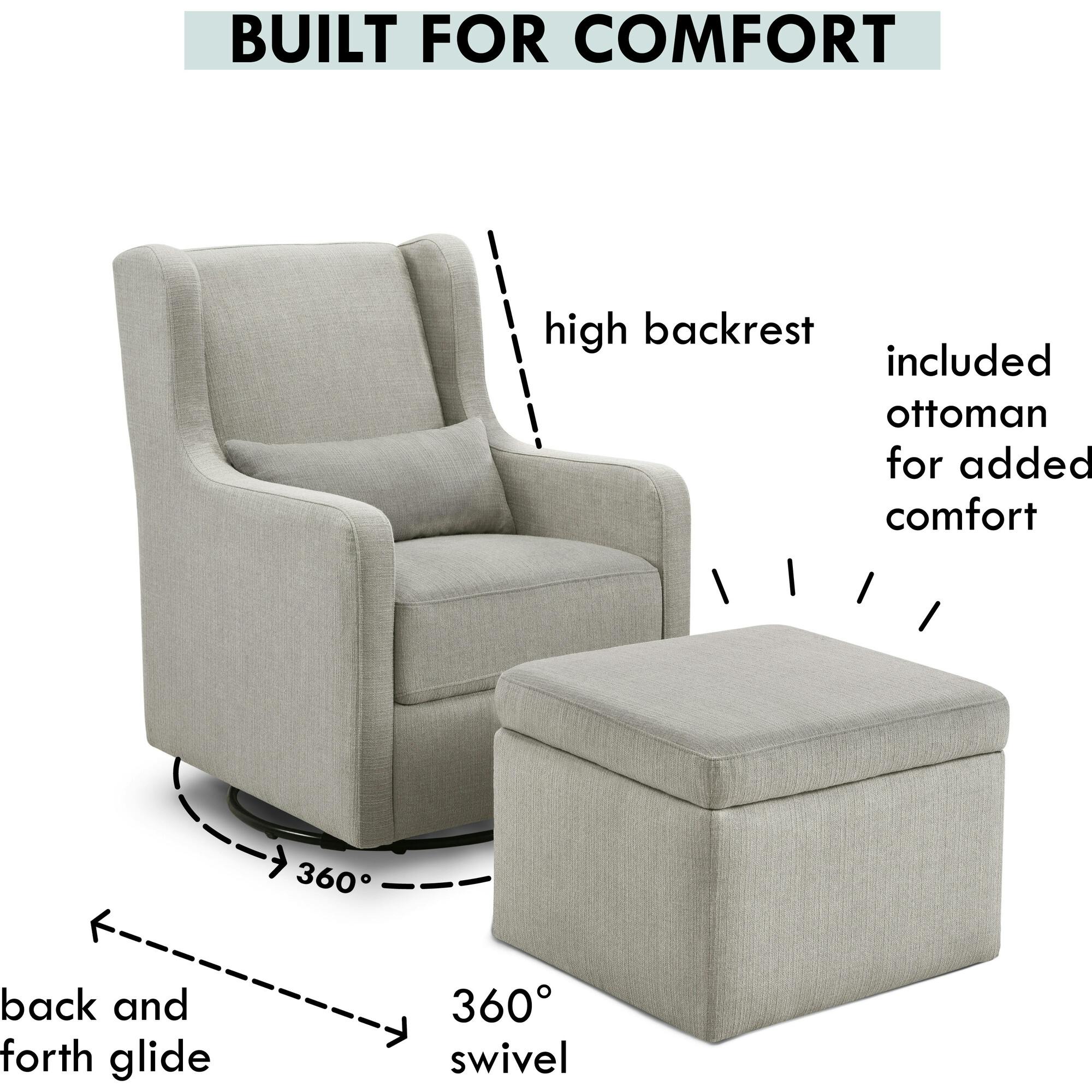Adrian Swivel Glider with Storage Ottoman