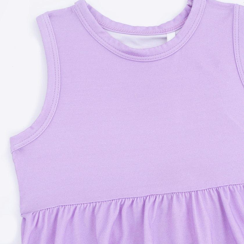 Lacy Lavender Floral - Peplum Tank Top with Baby Bells