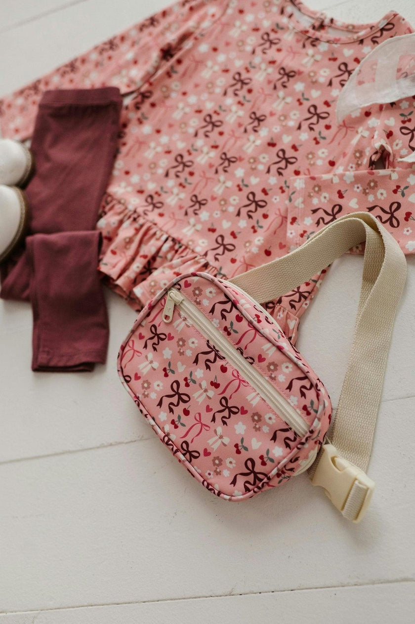 Girls Long Sleeve Peplum Set in Cherry Hearts